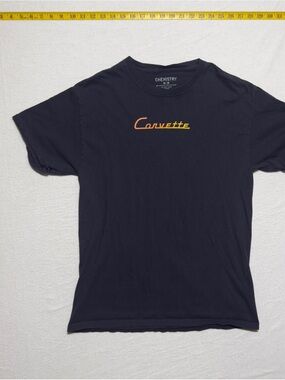 Chemistry Black T-Shirt with Orange-Yellow Corvette Script